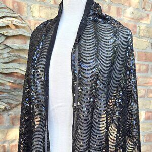 Black Sequin Shawl Scarf